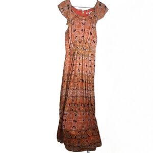 Gibson Latimer Orange Patterned Maxi Dress